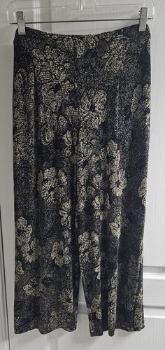 WOMENS COLDWATER CREEK BLACK & TAN SLINKY KNIT PULL-ON PANTS-LARGE-GENTLY WORN!