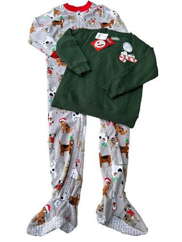 Peanuts Snoopy Christmas Crew Neck Sweatshirt And Carters Dog Pjs Kid’s Size 5