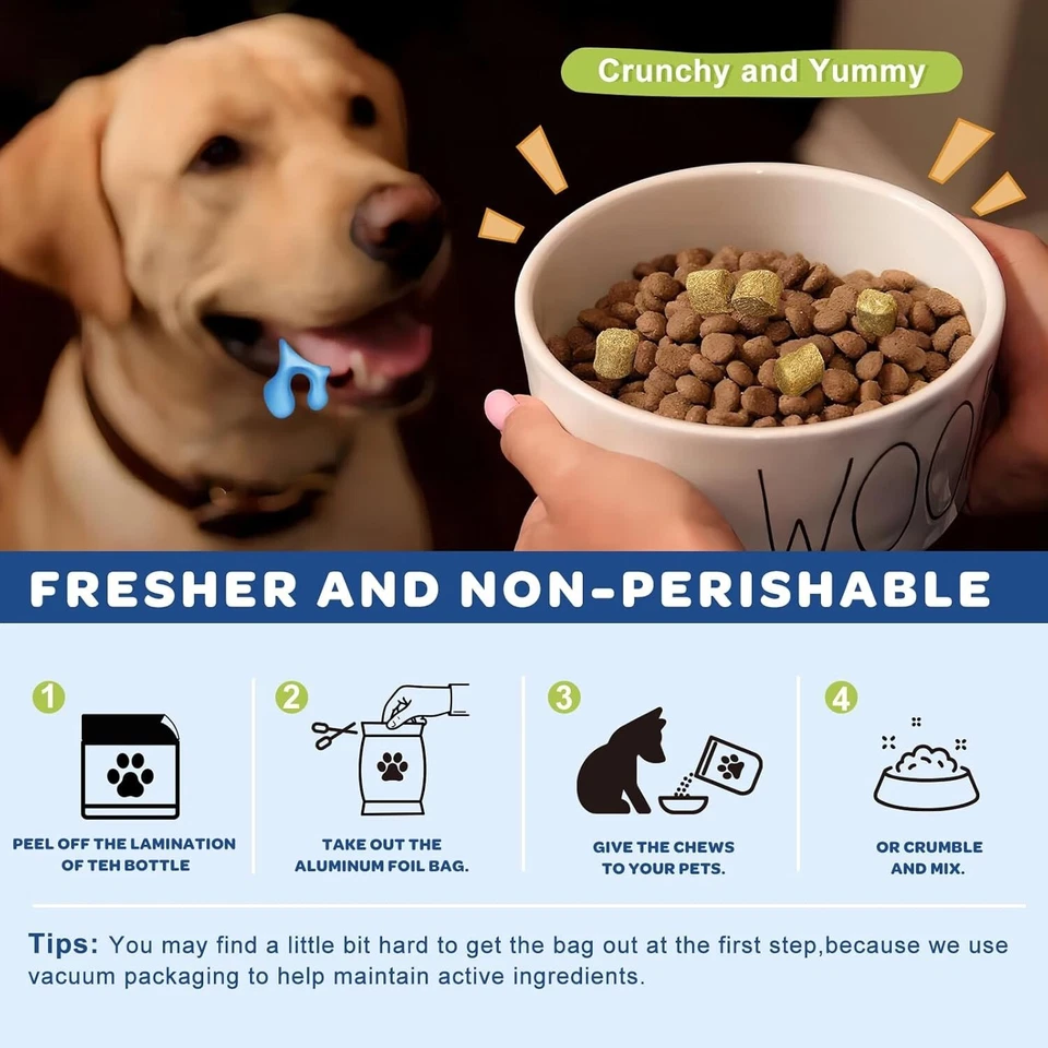 Aceite de pescado Omega 3 para perros 120 masticables suplemento para piel y pelaje, soporte para cadera y articulaciones Foto 3 de 4