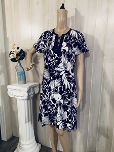 navy blue and white floral dress