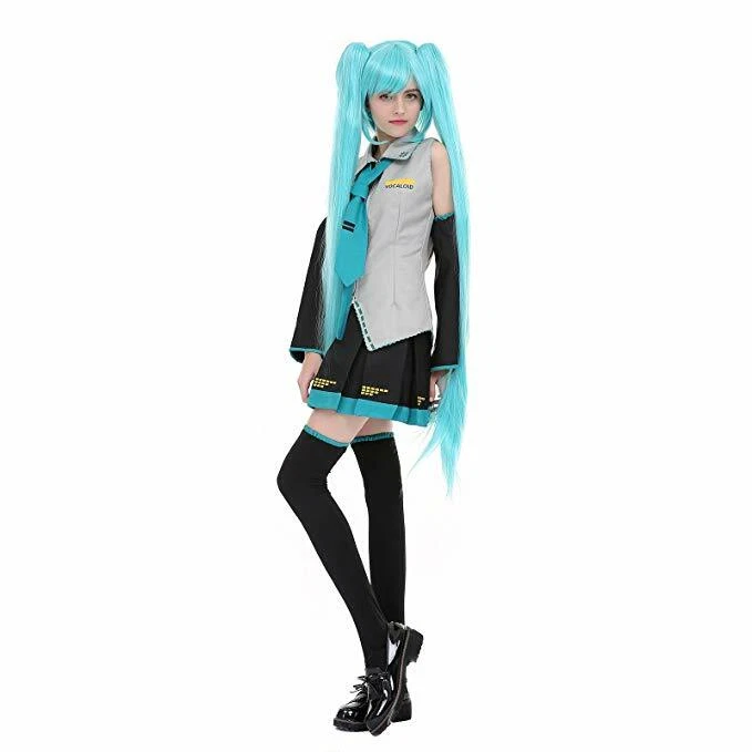 Vocaloid Hatsune Miku Uniform Dress Costume Top Skirt Suit For Halloween Cosplay - Image 3 of 4