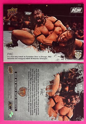PAC wins Four Way Forbidden Door 2022 Upper Deck AEW MATCH DATED MOMENTS Card 15