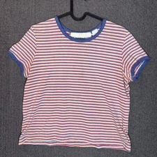 Montana Blues Tshirt Women's Medium Blue Multicolor Striped Vintage 90s 