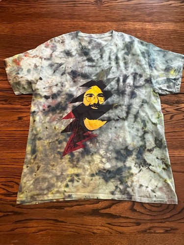 Tie Dye Jerry Garcia Lightening Bolt TShirt Large Grateful Dead Creo PrintCo