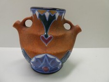 CZECH AMPHORA ART NOUVEAU POTTERY VASE DOUBLE SPOUT URN