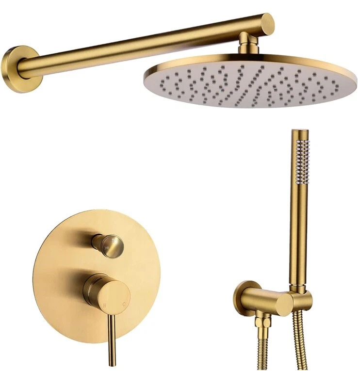 TRUSTMI 10” Round Bathroom Luxury Rain Mixer Combo Set Wall Mounted Rainfall NEW