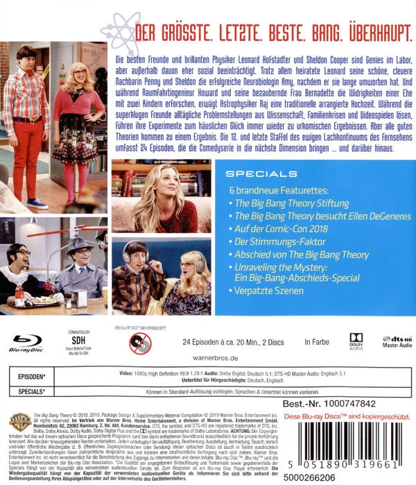 The Big Bang Theory - Staffel 12 - Kaley Cuoco Jim Parsons - Blu-ray - OVP NEU - Bild 2 von 2