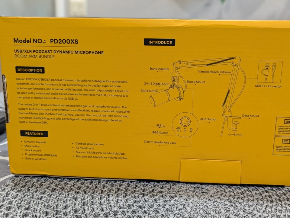 NIB MAONO PD200XS XLR/USB Dynamic Microphone Kit, RGB Podcast Mic with Software - Image 2 of 4