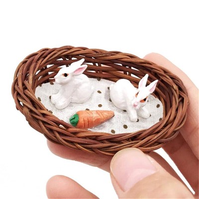 1:12 Dollhouse Miniature Furniture Room Garden Lawn Landscape Basket Rabbits ♫