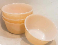 4x Anchor Hocking Fire King Peach Lustre custard fruit rammekin bowls 6oz