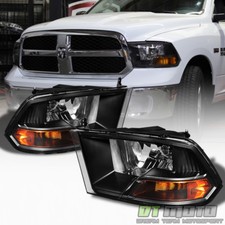 2009-2018 Dodge Ram Black Headlights Lamps Replacement Leftright 09-18 Lights