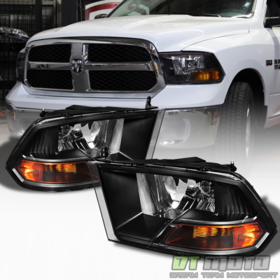 2009-2018 Dodge Ram Black Headlights Lamps Replacement Left+Right 09-18 Lights