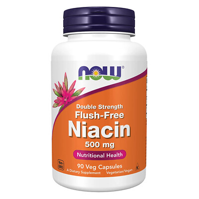 NOW FOODS Niacin 500 mg Double Strength Flush-Free 90 Veg Capsules