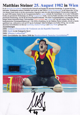 Autogramm - Matthias Steiner (Gewichtheben) - Olympia Gold 2008