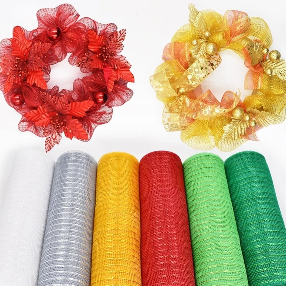 4 Rolls Deco Mesh Ribbon for Wreath Decor 10 Inch *30 FT Christmas Deco Mesh ... - Image 3 of 4