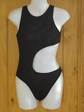 Women's One Piece Swimsuit - Cotton / Mesh Fabric - BLACK- 3XL - NEW
