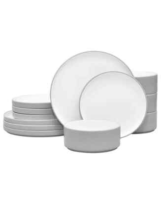 Noritake Colortex Stone Grey Dinnerware Set 4-Service 11 Piece G1423