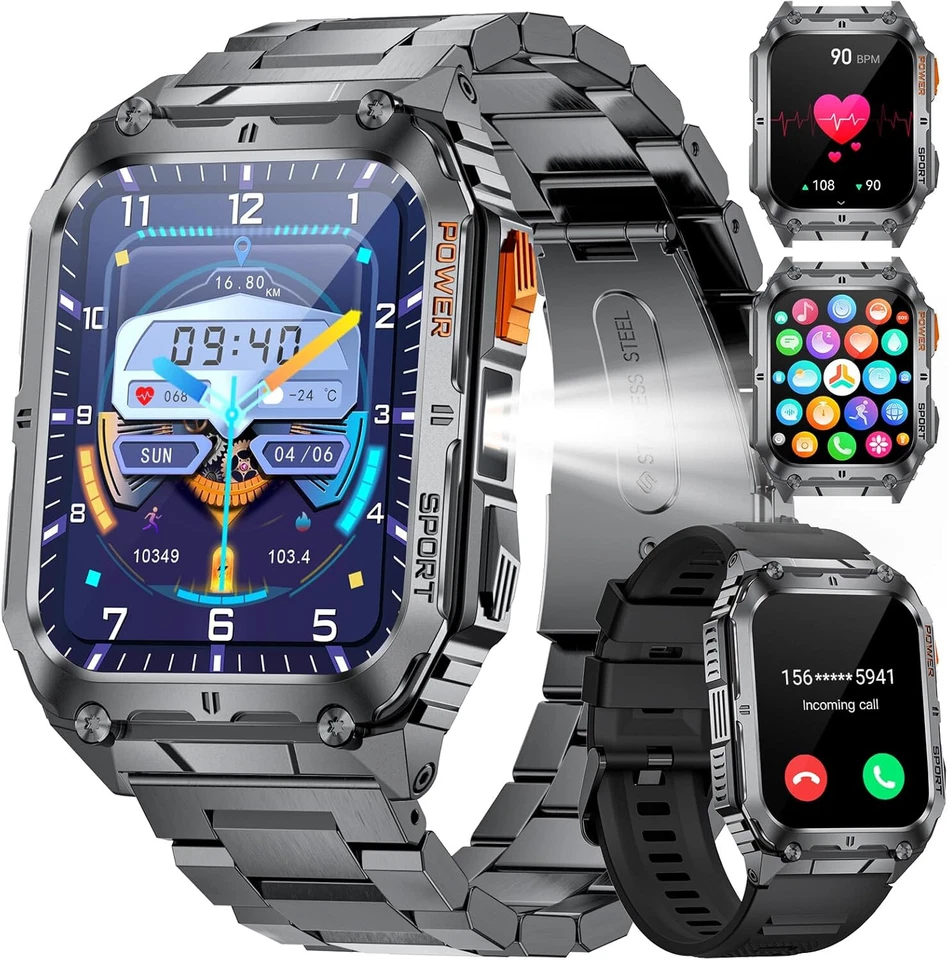 MARKENLOS Smartwatch Herren Damen mit Telefonfunktion Armbanduhr für iPhone Samsung Huawei