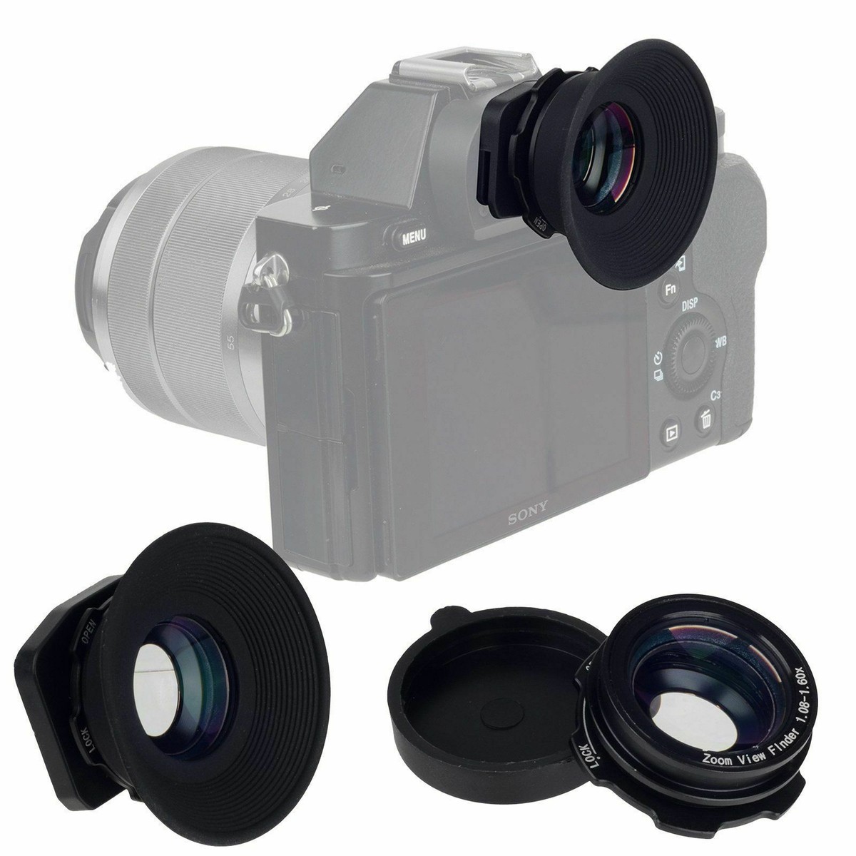 Zoom Viewfinder Eyepiece Magnifier for Canon Nikon Sony Fuji  Cameras