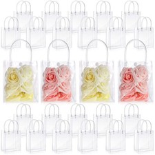 20 Pack Clear Plastic Gift Bags with Handle Reusable Transparent Gift Tote Bags