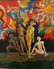 SIGNED D. COSGROVE ORIGINAL MID-CENTURY OUTSIDER/EXPRESSIONIST O/C IN VGC+ COND.