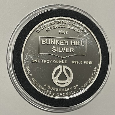 1982 Bunker Hill BH-5 Silver Refinery Proof Coin 1 Troy Oz .999