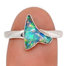 Natural Ethiopian Opal Polish Rough 925 Silver Ring Jewelry s.8.5 CR68931