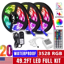 100FT Flexible 2835 RGB LED Strip Light Remote Fairy Light Room Party Waterproof