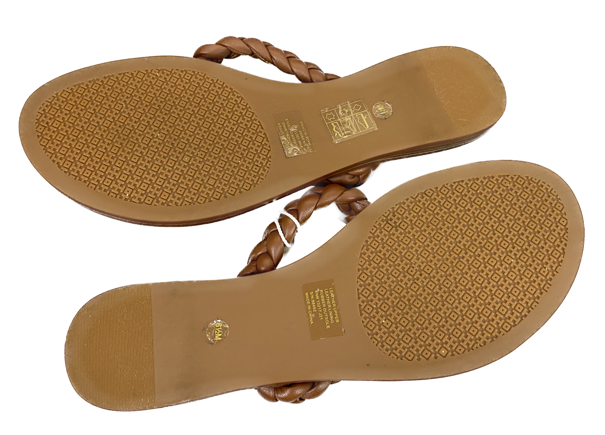 TORY BURCH Braided Benton Thong Style 88492 - Burnt Brown