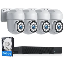 5MP Home Security Camera System, 4Pcs POE Wired Cameras for Home Security wit...