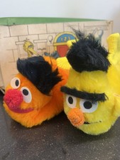 Vintage Sesame Street Bert Ernie Slippers Kids Size 9/10 w Box 1973 JC Penney