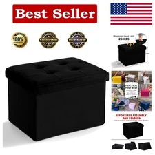 Multifunctional Velvet Ottoman - Folding Foot Stool & Elegant Storage Bench