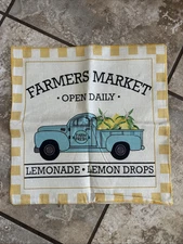 18x18 Pillow Cover Farmers Market Truck Lemonade Lemons NEW
