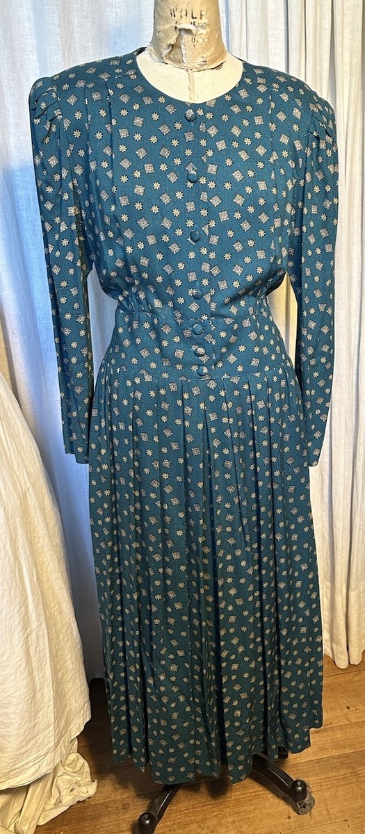 white christmas dresses 1980s KARIN STEVENS Floral Shirt Dress main image 1