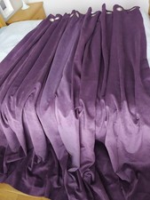 Next Eyelet Heavyweight Velure Velvet Aubergine Purple lined Curtains 66" x 90