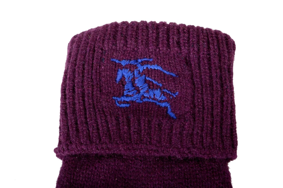 Guantes Burberry "EKD Cashmere Gloves" Púrpura Logo Bordados Talla M/L Foto 2 de 4