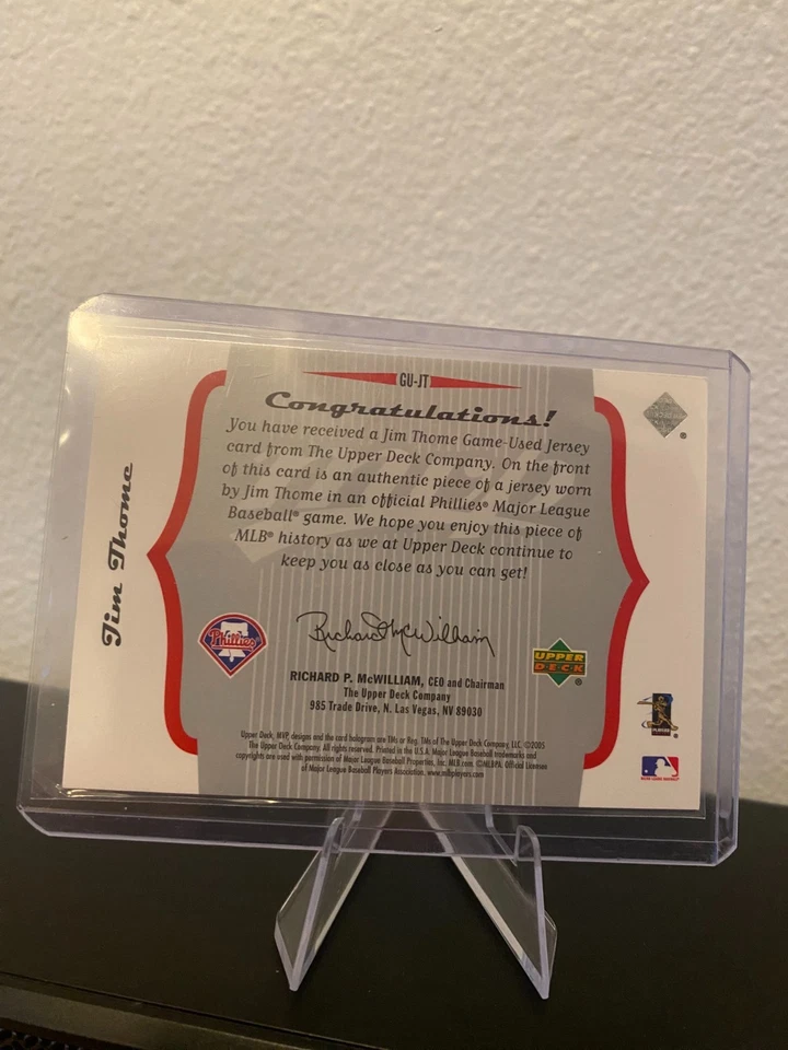 2005 Upper Deck MVP - Jim Thome Authentic Game Used Jersey Relic #GU-JT - Image 2 of 2