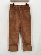 Pilcro Pants Womens 27 Brown Corduroy High Rise Straight Leg Stretch Crop Boho