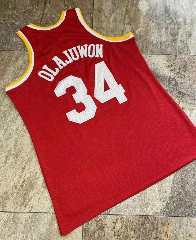 Houston Rockets Hakeem Olajuwon vintage red 34 basketball jersey image 6