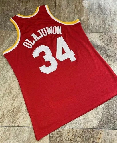 Houston Rockets Hakeem Olajuwon vintage red 34 basketball jersey image 6