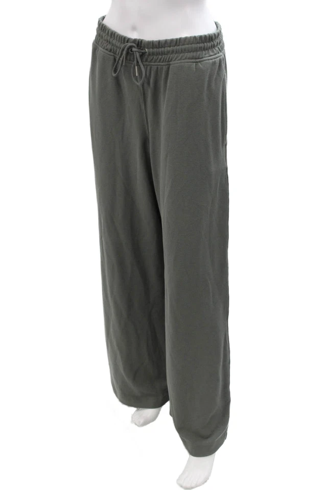 Espléndidos pantalones deportivos para mujer gris oscuro con cordón mezcla de viscosa talla M Foto 2 de 4