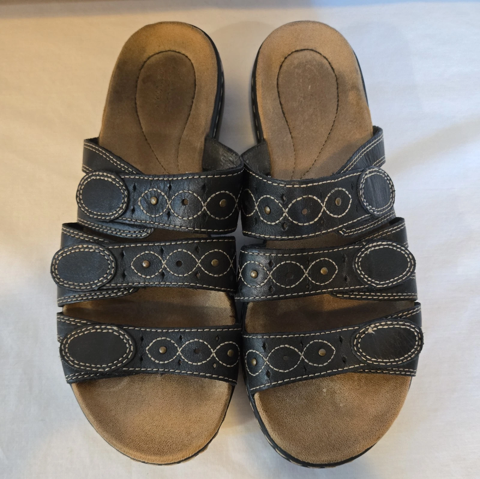 Sandali Clarks donna Leisa Cacti Q neri taglia 8 5 con larghe slide 26100437