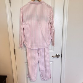 Victorias Secret Pink White Signature Stripe PJ Set 2 Piece Size Sm EUC