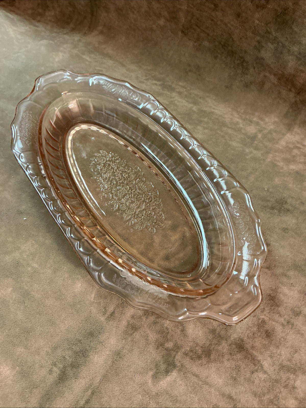 1930s anchor hocking pink depression glass Mayfair/open rose dish