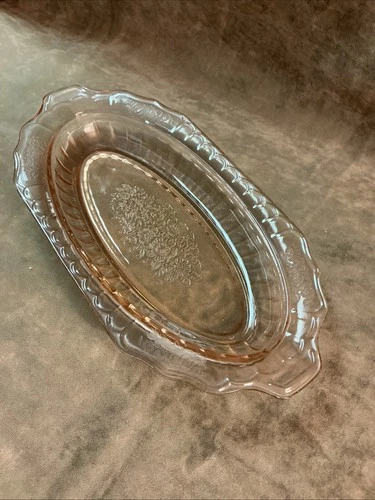 1930s anchor hocking pink depression glass Mayfair/open rose dish