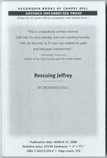 Richard GALLI / Rescuing Jeffrey Uncorrected Proof 1st 2000
