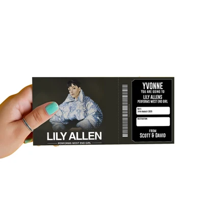 Lily Allen UK Tour 2026 Mock Ticket Personalised Christmas Gift Keepsake Ticket