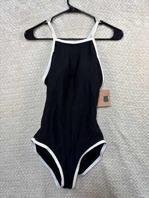 Women's Contrast Binding High Neck  Tummy Control Swimsuit XS