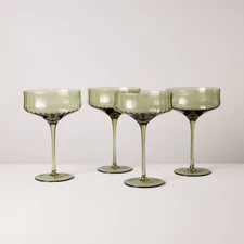 Set of 4 12oz Coupe Glasses Green - Hearth & Hand with