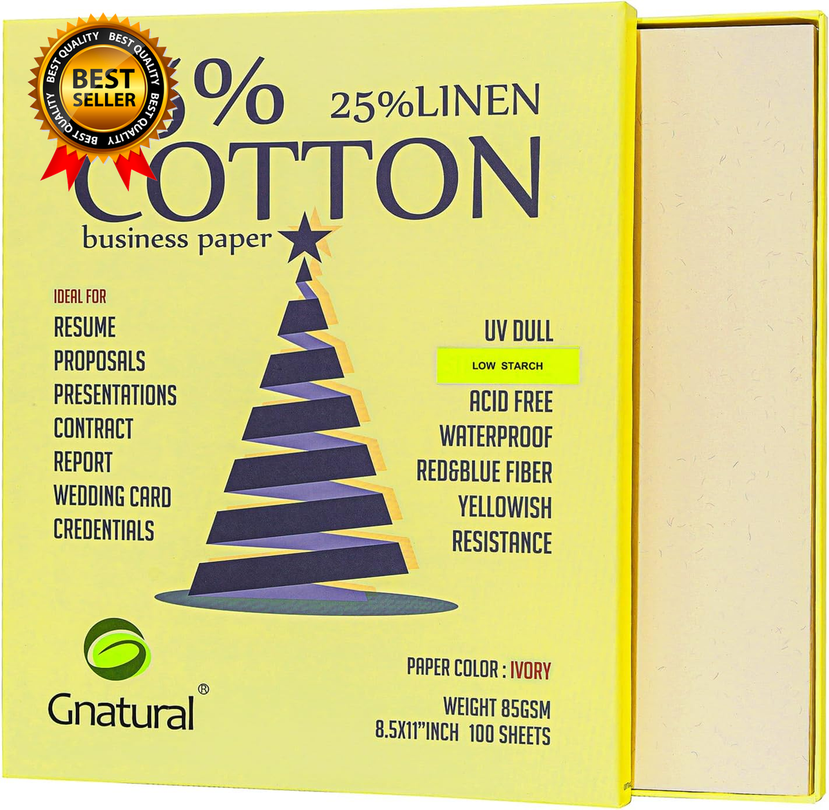 75% Cotton 25% Linen Business Paper Ivory 85Gsm 8.5
